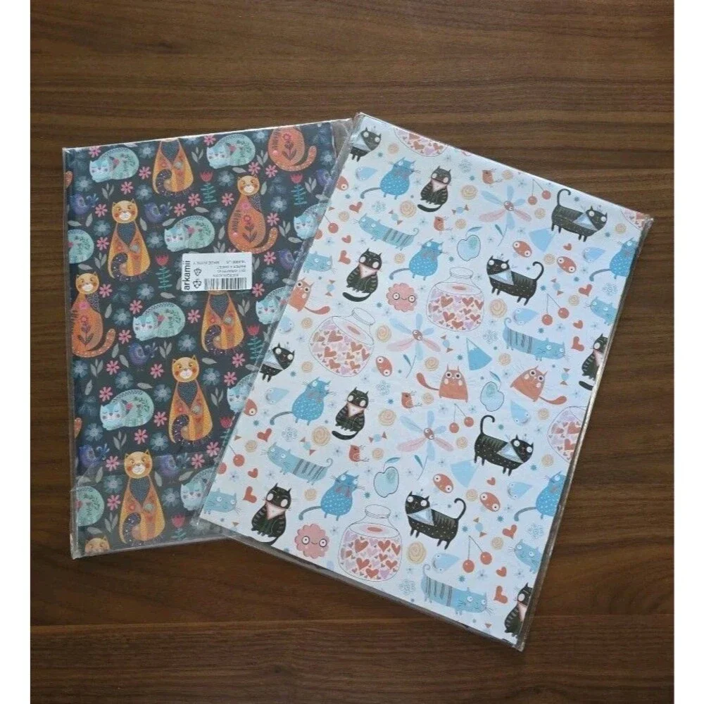Cat Wrapping Paper Sheet - 2 Pk Large Folded Sheets 10 Sheet Total Birthdays